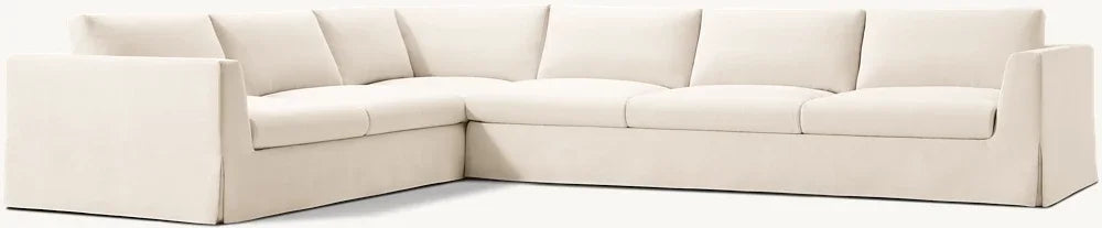 Modern Luxury Solid Wood Modular L-Shape Sofa - Woven Fabric, Comfortable Living Room