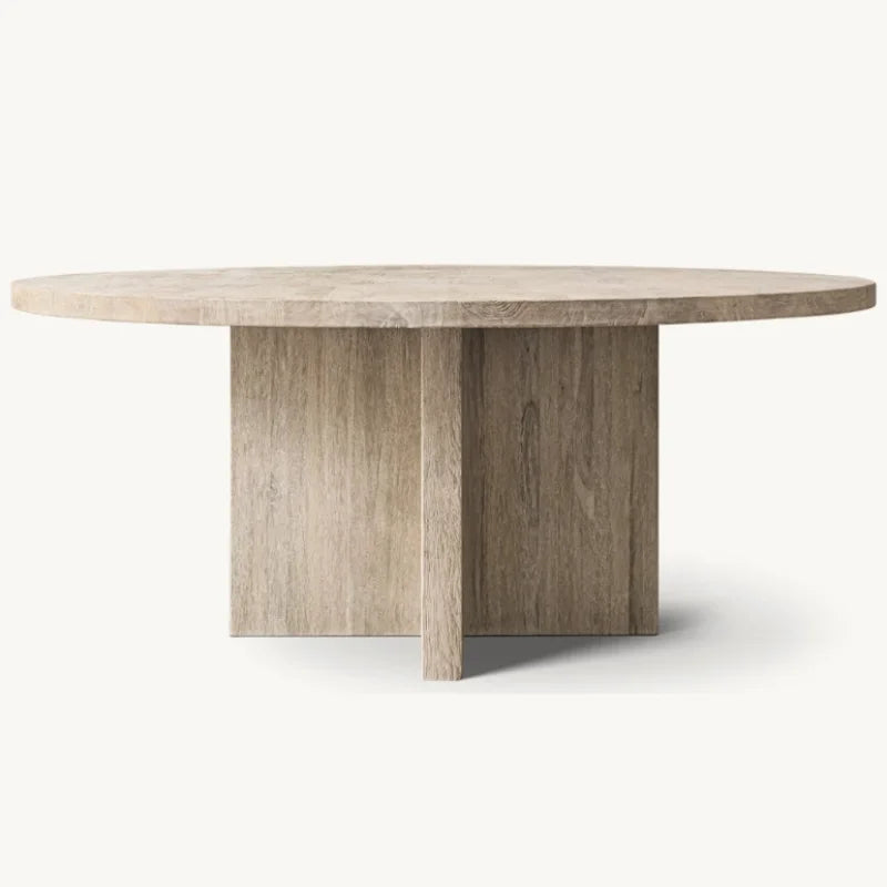 Elegant Solid Wood Round Dining Table for Home, Hotel, Villa - Customizable Sizes