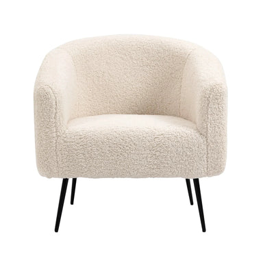 Plush White Fleece Modern Arm Dining Chair | Comfortable Upholstered Accent Seat