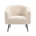 Plush White Fleece Modern Arm Dining Chair | Comfortable Upholstered Accent Seat