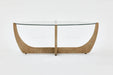 Japandi Oak Tempered Glass Coffee Table: Wabi Sabi Modern Minimalist Design Living Room