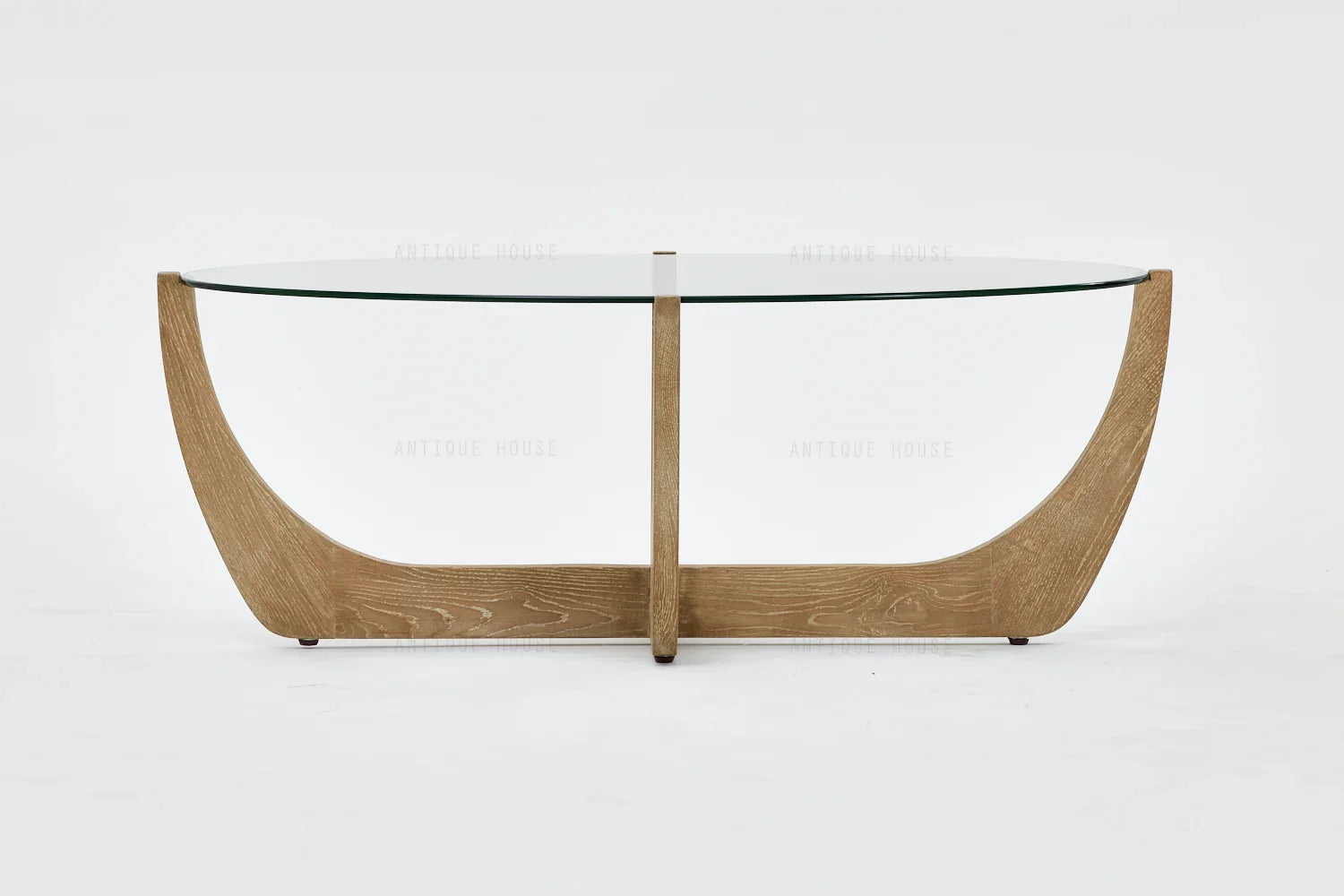 Japandi Oak Tempered Glass Coffee Table: Wabi Sabi Modern Minimalist Design Living Room