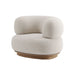 Cozy Nordic Boucle Armchair & Ottoman Set - White Fabric, Oak Base