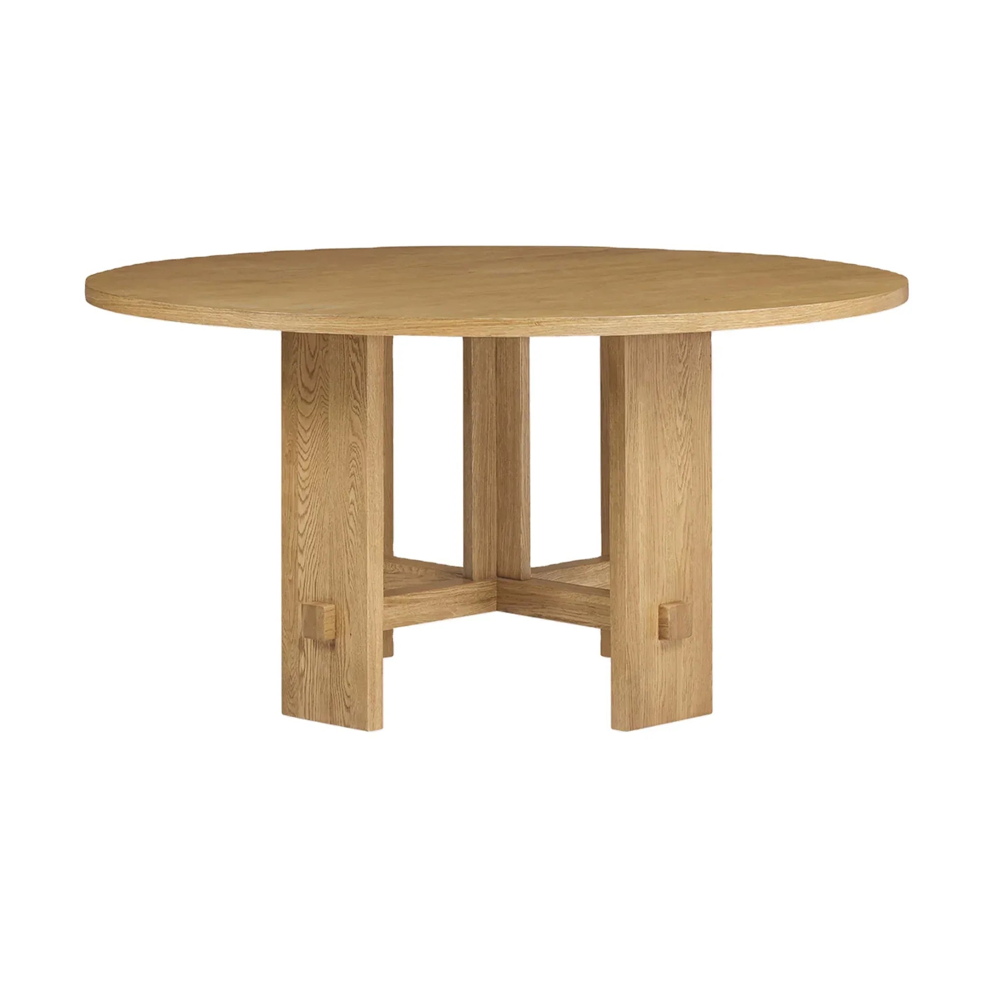 Elegant Round Oak Trestle Dining Table for Modern Homes and Events