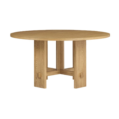 Elegant Round Oak Trestle Dining Table for Modern Homes and Events
