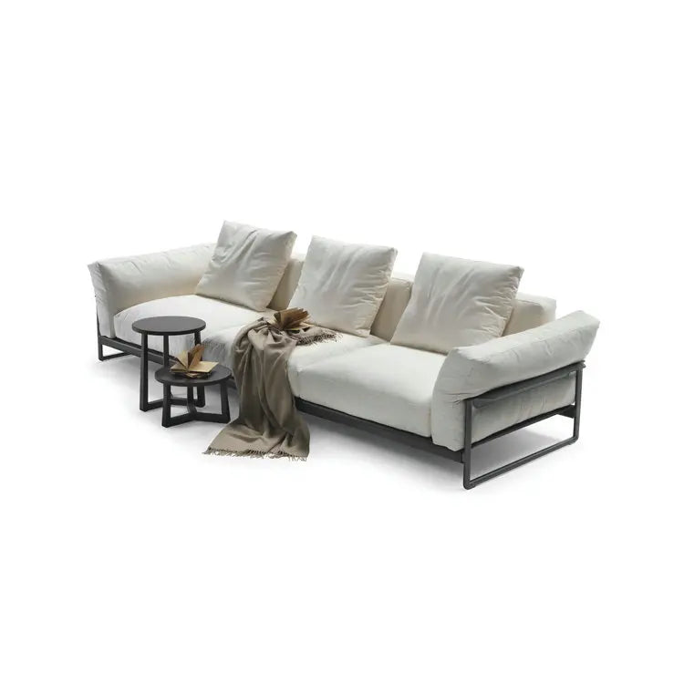 Luxurious Italian White Genuine Leather Modern 3-Seater Sectional Sofa Set