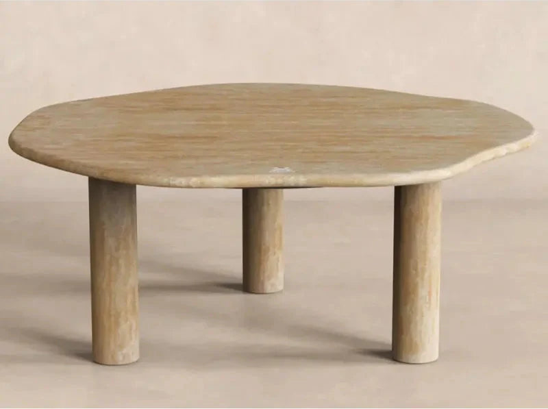 Elegant Oval Natural Travertine Coffee Table for Modern Living Room Decor