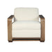 Stylish Modern Fabric Lounge Chair: Comfortable Oak Wood Frame Living Room Seating