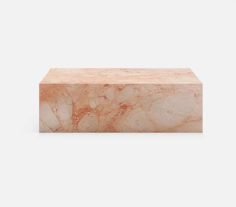 Tostone Pink Rose Marble Rectangle Coffee Table - Waterproof, Modern Living Room