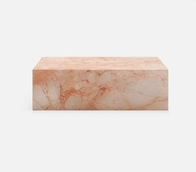 Stunning Pink Rose Natural Marble Rectangle Coffee Table - Waterproof & Durable