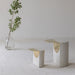 Chic Concrete & Gold Nesting Side Tables - Stackable Round Coffee Table Set