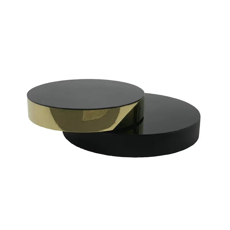 Luxury Round Black Tempered Glass Rotatable Stainless Steel Coffee Table
