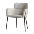 Chic Gray Boucle Dining Armchair: Modern Luxury Seating with Durable Metal Legs