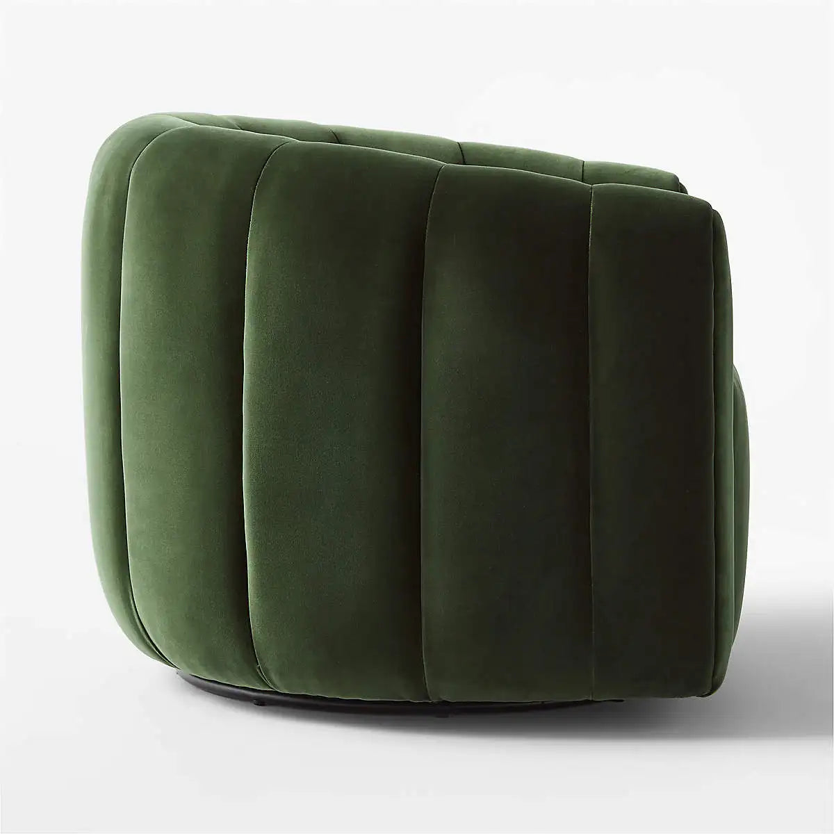 Luxurious Green Velvet Swivel Accent Chair: Channeled, Comfortable, Modern Living Room Sofa