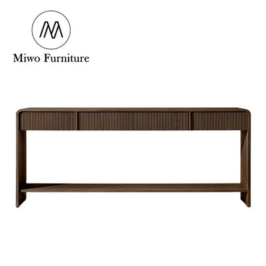 Modern Solid Wood Oval Groove Entrance Hallway Console Table