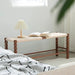 Elegant Bobbin Bench: Natural Oak Wood Woven Rattan Cane Footstool