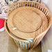 Elegant Rattan Vanity Dressing Table Set with Round Mirror and Matching Stool
