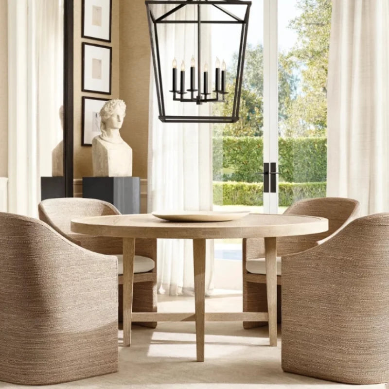 Elegant Round Solid Wood Dining Table for Restaurant, Hotel, Villa, Home