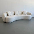 Elegant Curved White Boucle Upholstered Sofa - Modern Rounded Living Room Couch