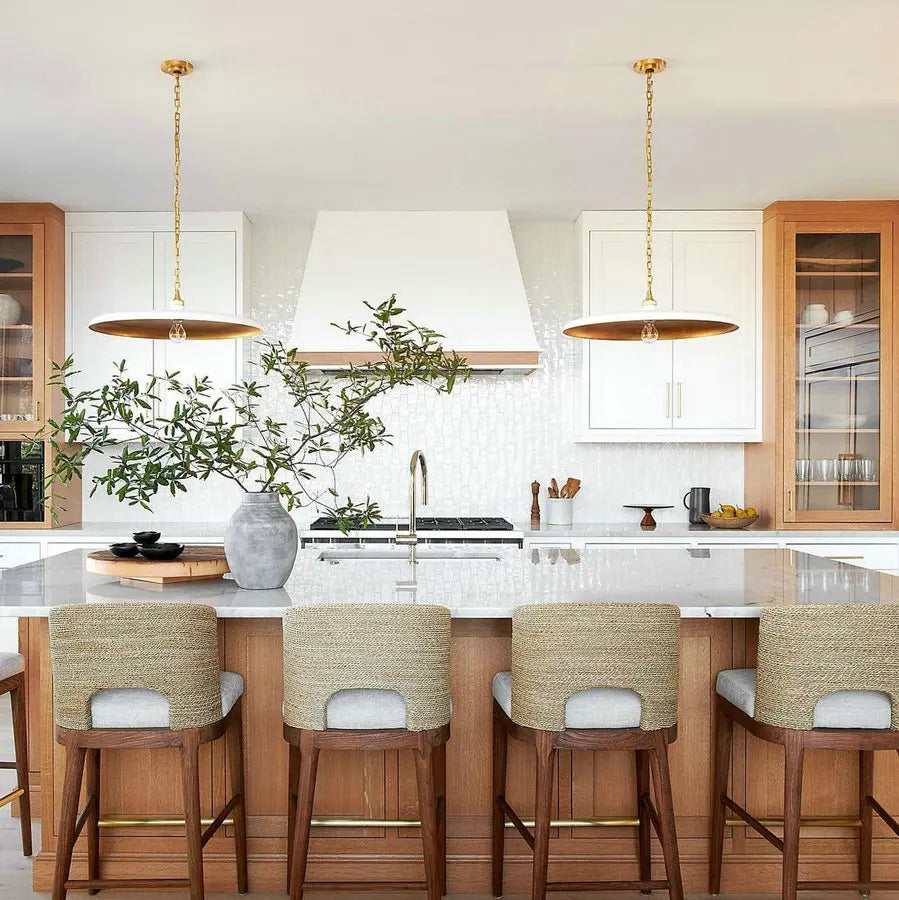 Modern Woven Rattan Wood Counter Barstool - Japandi Style Luxury Seating Chair