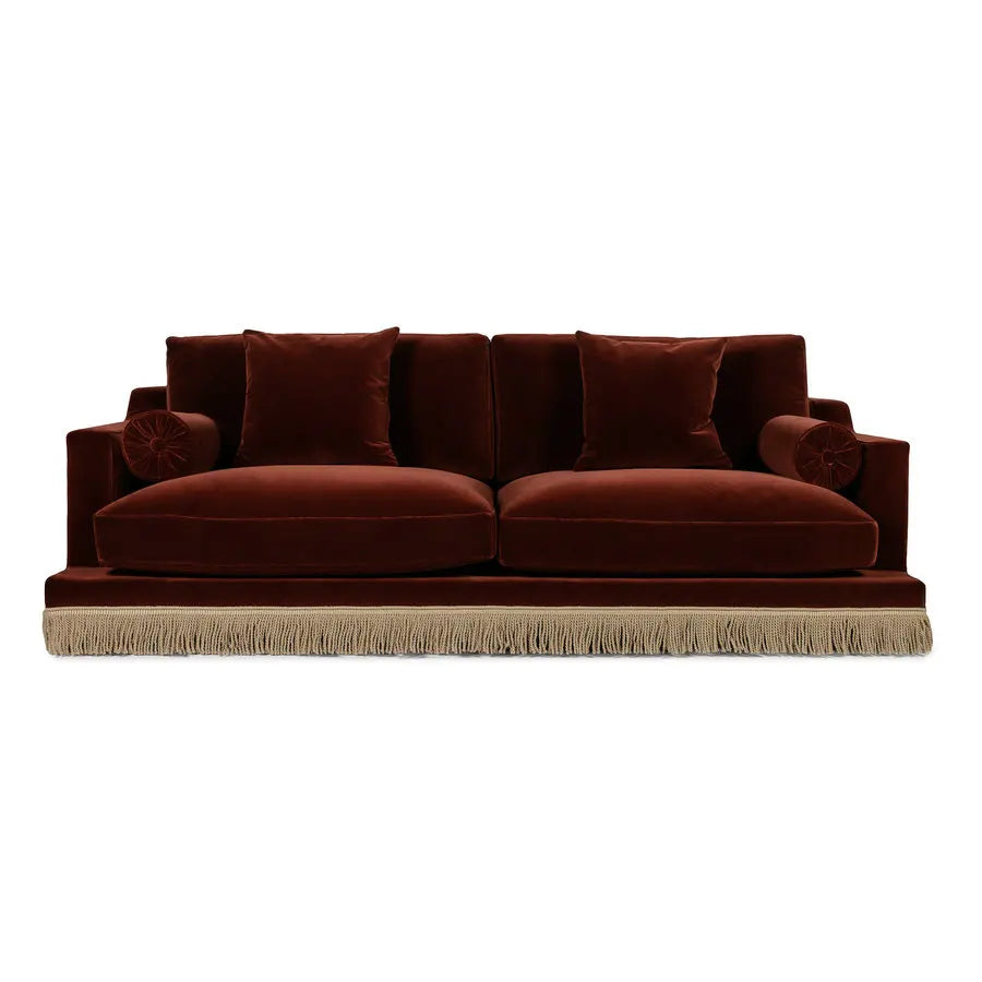 Vintage Green Velvet Tassel Fringe Sofa for Cafe & Restaurant