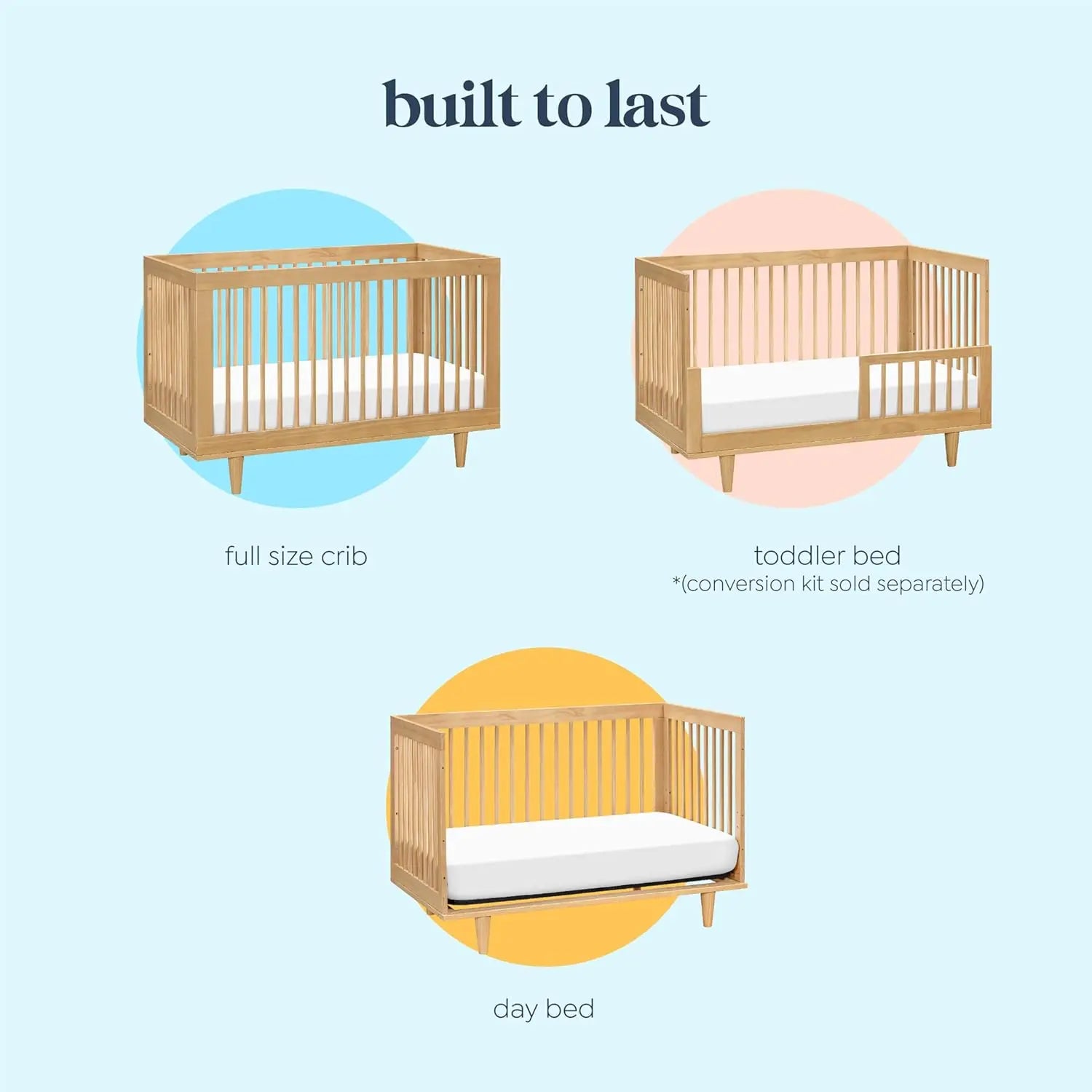 Versatile 3-in-1 Wooden Baby Crib: Easy Assembly, 4-Height Adjustable Mattress