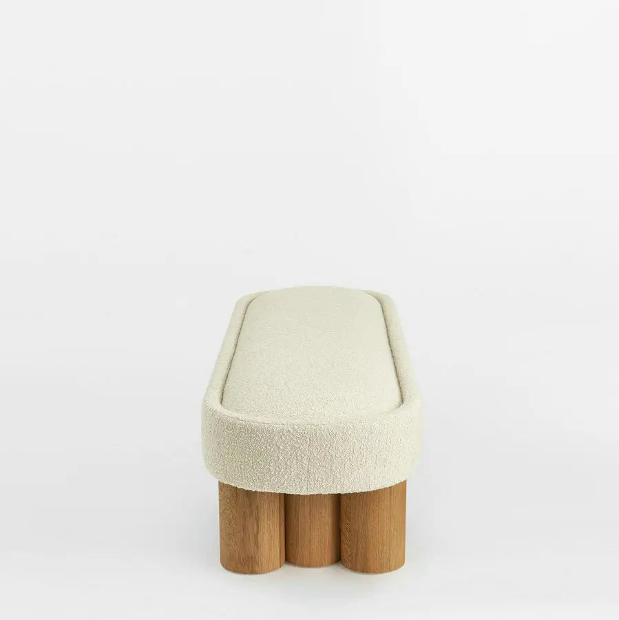 Stylish Fabric Upholstered Ottoman Bench, Modern Wooden Bed End Stool