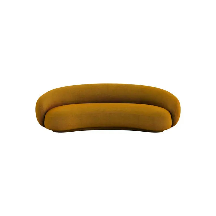 Elegant Cream Velvet Curved Sofa Luxurious Living Room Minimalist Leisure Couch
