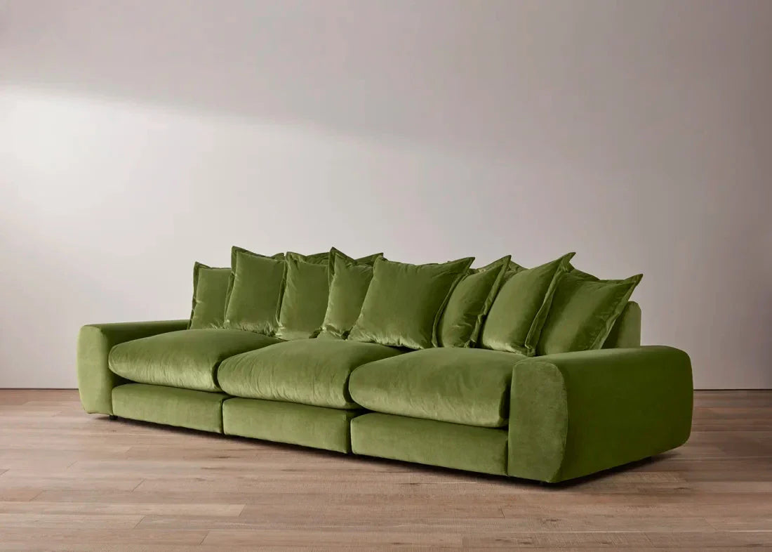 Luxury Modular Green Velvet Sofa, Modern Sectional Couch for Living Room