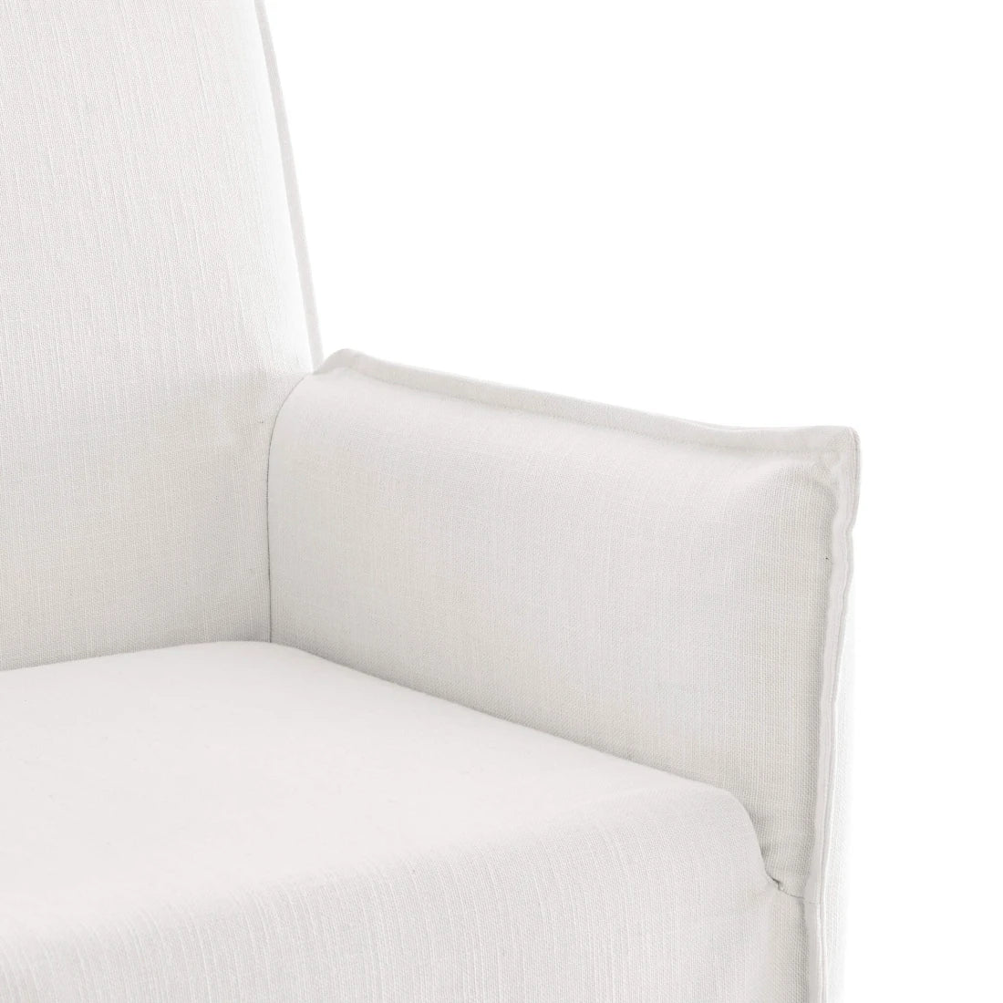 Elegant White Linen Slipcover Dining Armchair Modern Classic Wood Frame Comfort