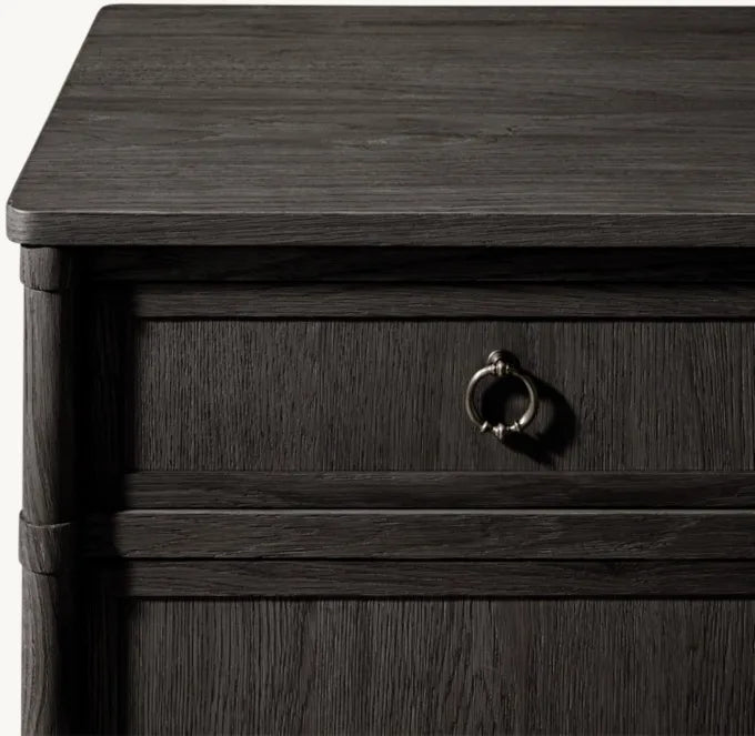 Luxury Unique Modern Solid Oak Wood Handcrafted 4-Door Sideboard Cabinet