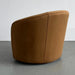 Modern Brown Velvet Swivel Barrel Chair with Curved Back Design
