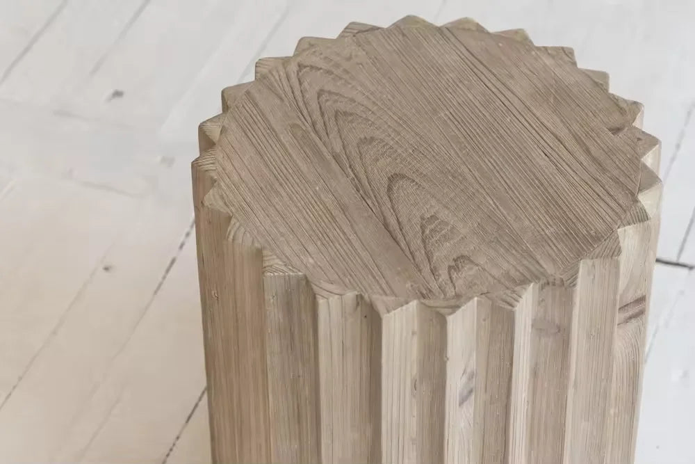 Versatile Modern Recycled Pine End Table Stool - Chic Mega Grey Finish