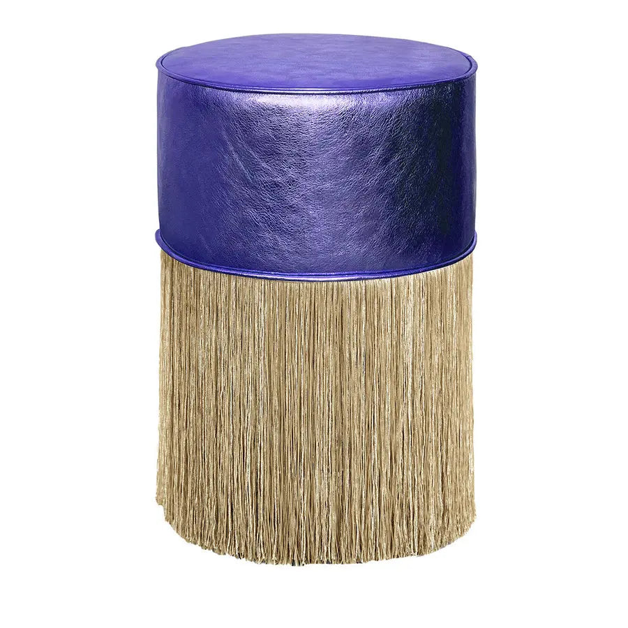 Luxurious Velvet Round Ottoman Footstool with Elegant Tassels for Living Room Decor