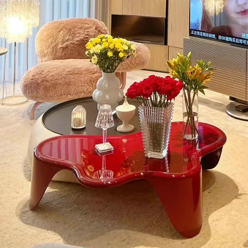 Modern Curved Fiberglass Sloth Coffee Table for Living Room, Round