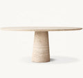 Luxurious Natural Travertine Cave Stone Round Dining Table for Modern Homes
