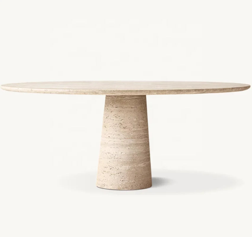 Luxurious Natural Travertine Cave Stone Round Dining Table for Modern Homes