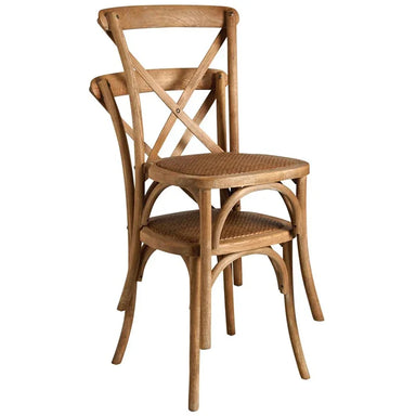 Premium Oak Wood Cross Back Chair Stackable Dining Event Rental Furniture
