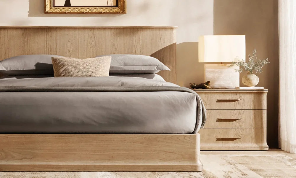 Luxury Modern American Style Solid Wood Platform Panel Bed for Bedrooms