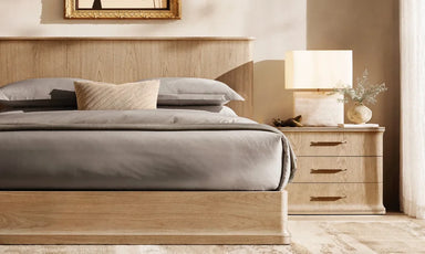 Luxury Modern American Style Solid Wood Platform Panel Bed for Bedrooms