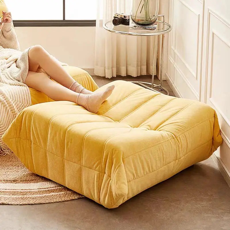 Modern Velvet Round Ottoman Stool, Large Designer Living Room Pouf Bench