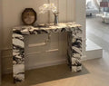 Elegant Hand-Carved Calacatta Viola Marble Console Table for Luxury Living Spaces