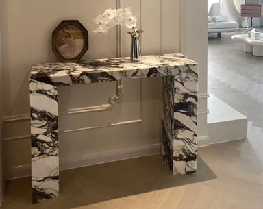 Elegant Hand-Carved Calacatta Viola Marble Console Table for Luxury Living Spaces