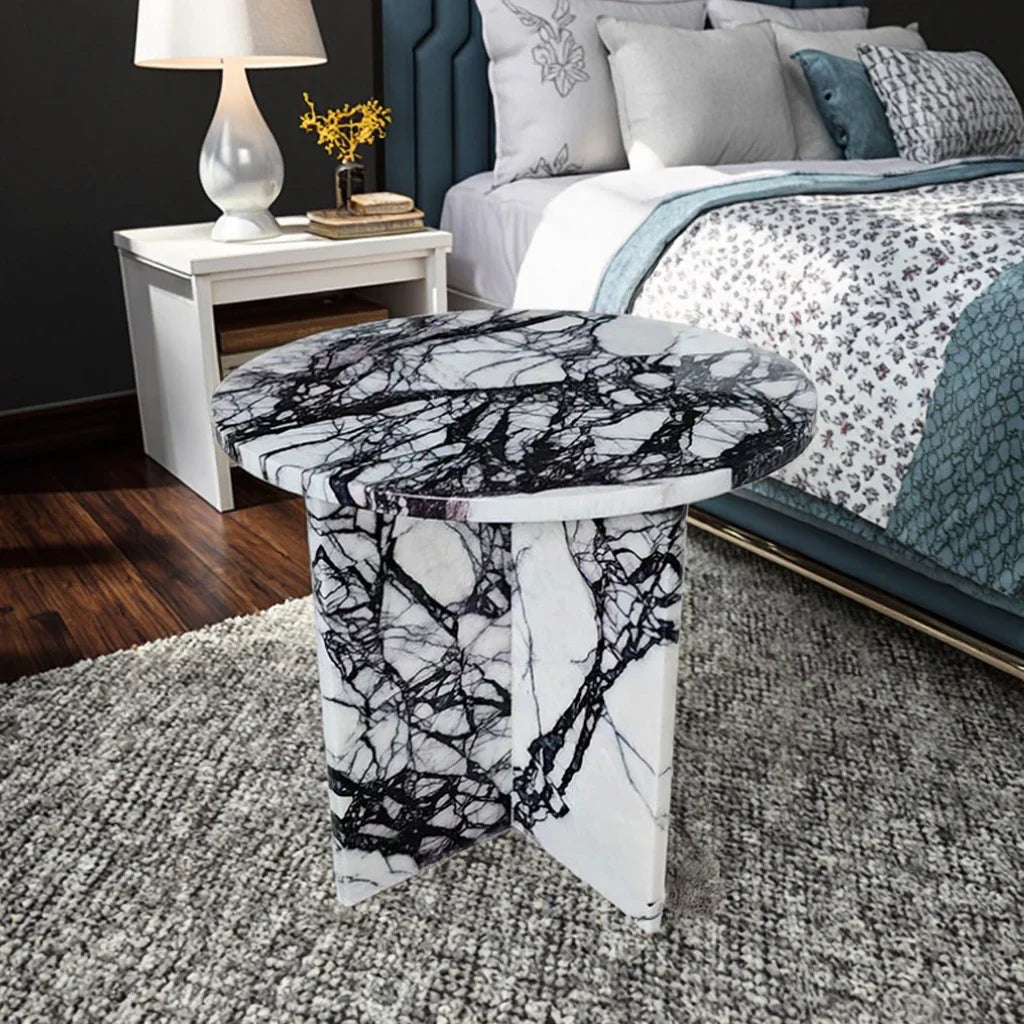 Elegant Tostone Greece Lilac White Marble Coffee Table for Modern Living Room