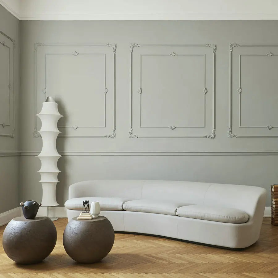 Modern Curved Fabric Living Room Sofa, Spacious Elegant Moon-Shaped Design Couch