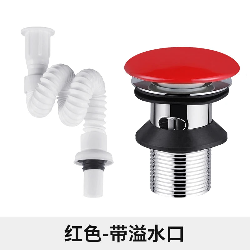 Vibrant Ceramic Pop-Up Sink Drainer, Modern Bathroom Waste Fixture