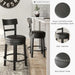 Modern Faux Leather Swivel Bar Stool with Adjustable Counter Height Wooden Back