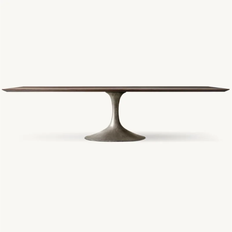 Vintage Solid Wood Metal Dining Table, Customizable for Home & Restaurant