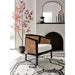 Elegant Black Cane Accent Chair with Plush Ivory Cushion - Modern French Style