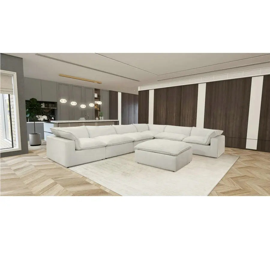 Plush Feather Down Modular U-Shaped Sectional Sofa for Large Living Rooms